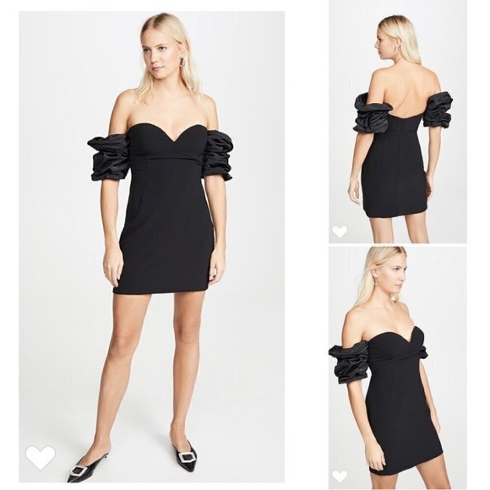 Ronny Kobo Dress NWT Gioia Puff Sleeve Black mini Small new